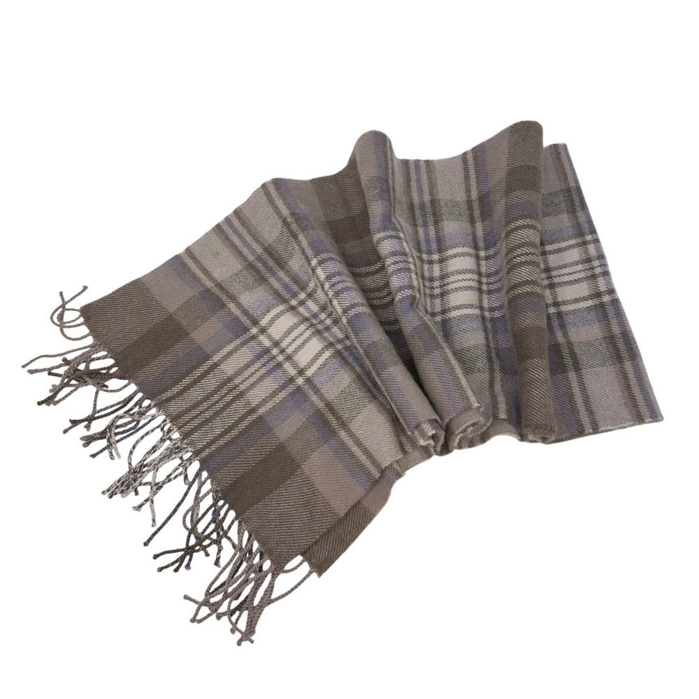 Highland Tartan‎ Tweeds of Scotland Pure New Wool Scarf Tan Lilac 11.25" x 52"